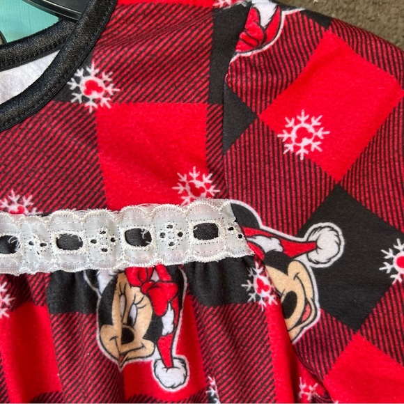 Disney Girls Minnie Mouse Plaid Nightgown pajama Dress Size 8 Ruffles Christmas - Picture 2 of 6